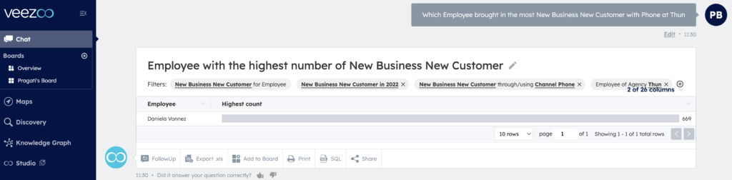 Veezoo’s Chat based interface Veezoo's Chat based interface
