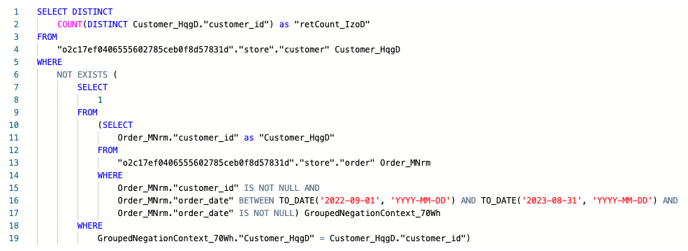 SQL for “how many customers with no orders in the last 12 months”